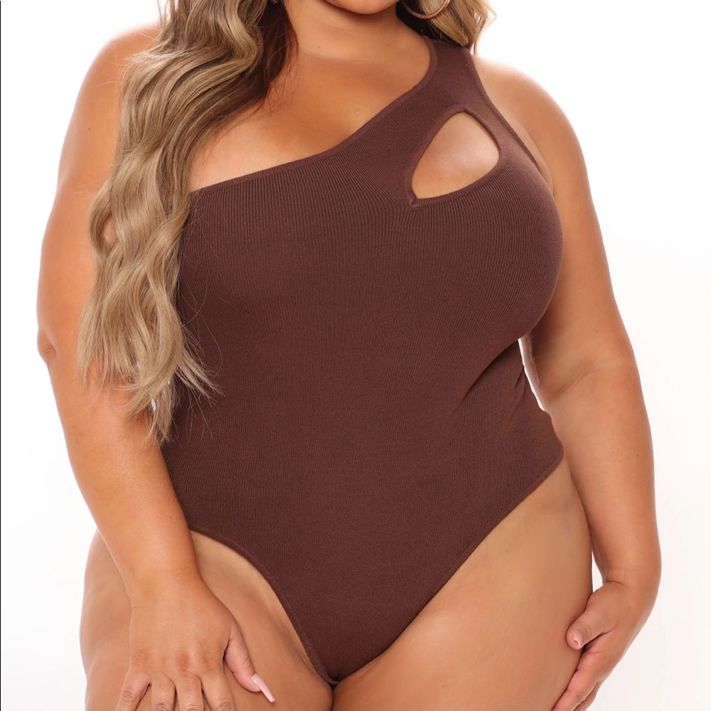 Brown one shoulder Bodysuit